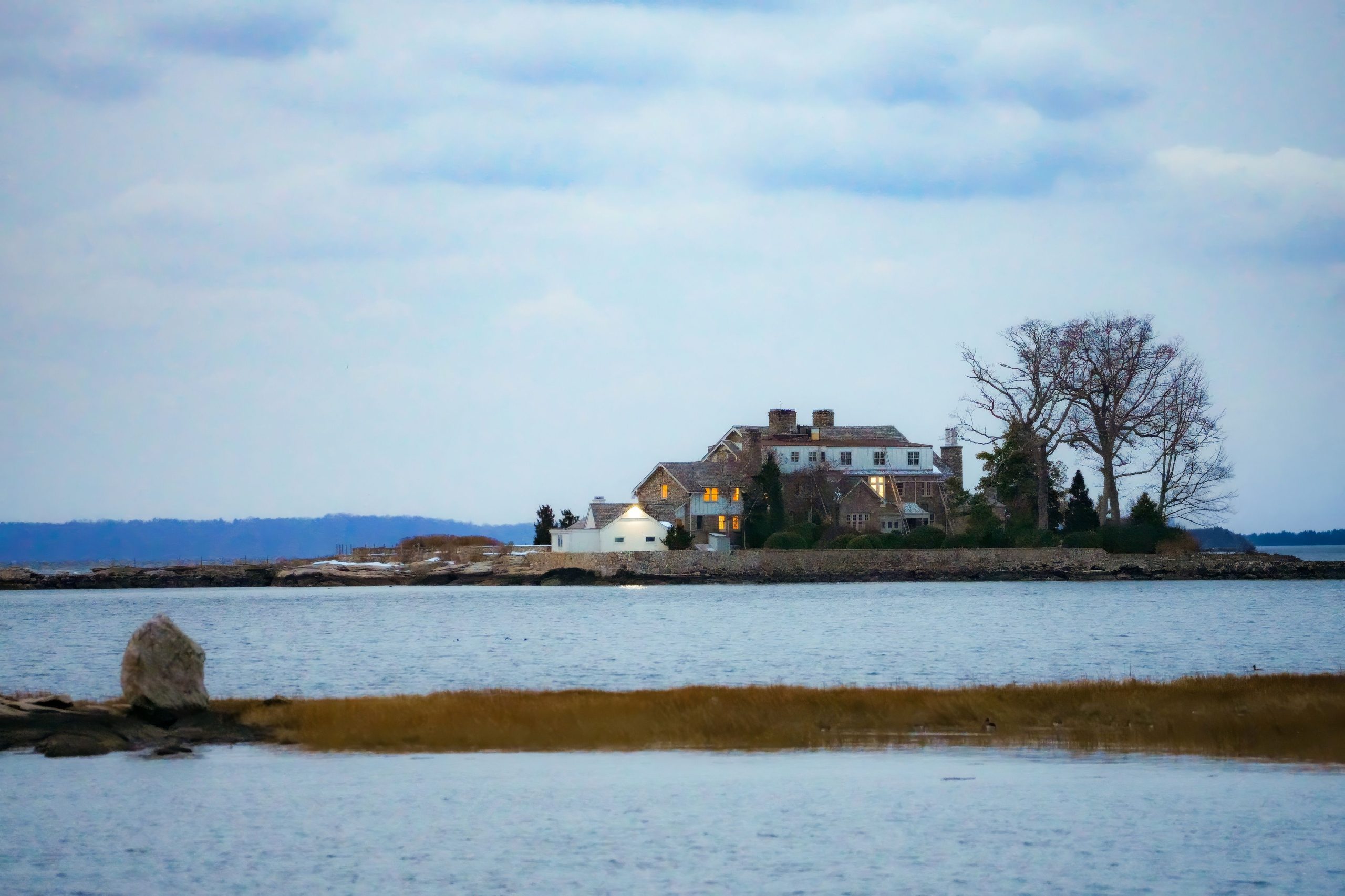 Private island waterfront estate in Darien, Connecticut